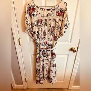 Ann Taylor Cream Floral Midi Dress